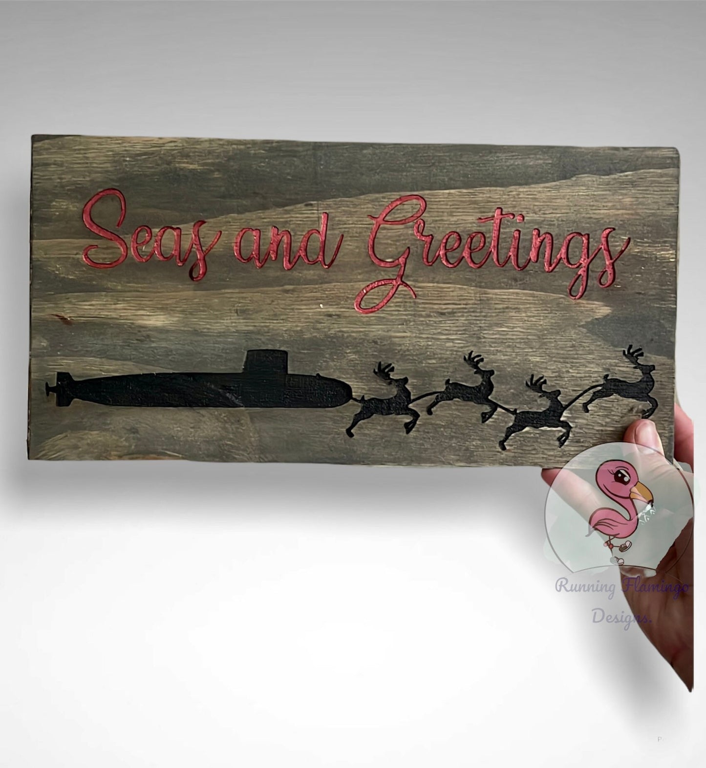 Seas and Greetings Sub Sign, submarine, navy, submarine family, Christmas decoration, Christmas sign