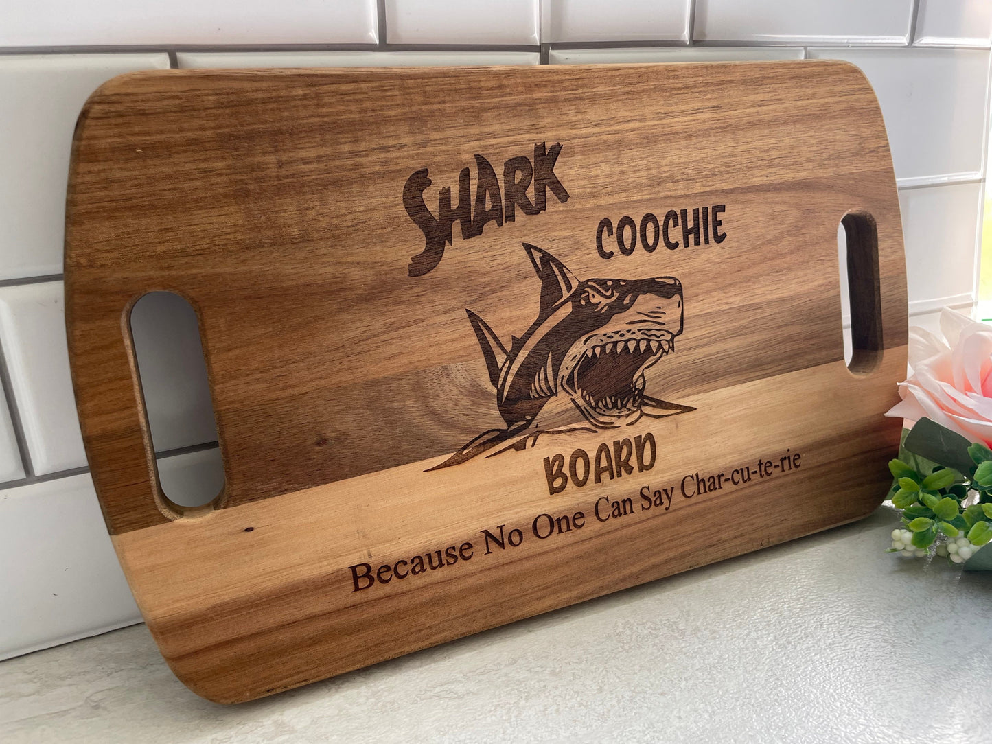 SHARK COOCHIE BOARD, Shark Coochie Charcuterie, White Elephant Gift, Serving Board, Serving Tray, cutting board, gift for him, wedding gift