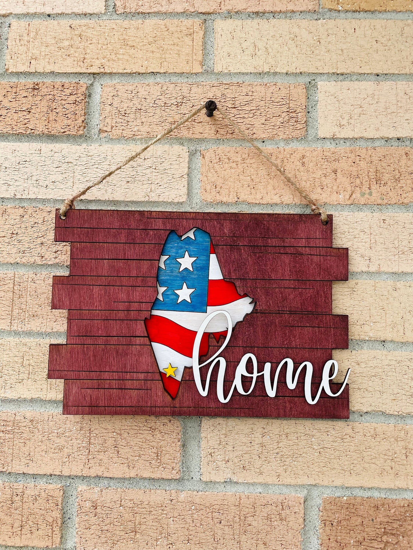 State sign, wood home sign, home flag, wooden sign, door hanger, wall sign, home decor, gift for the home, gift for them, military sign