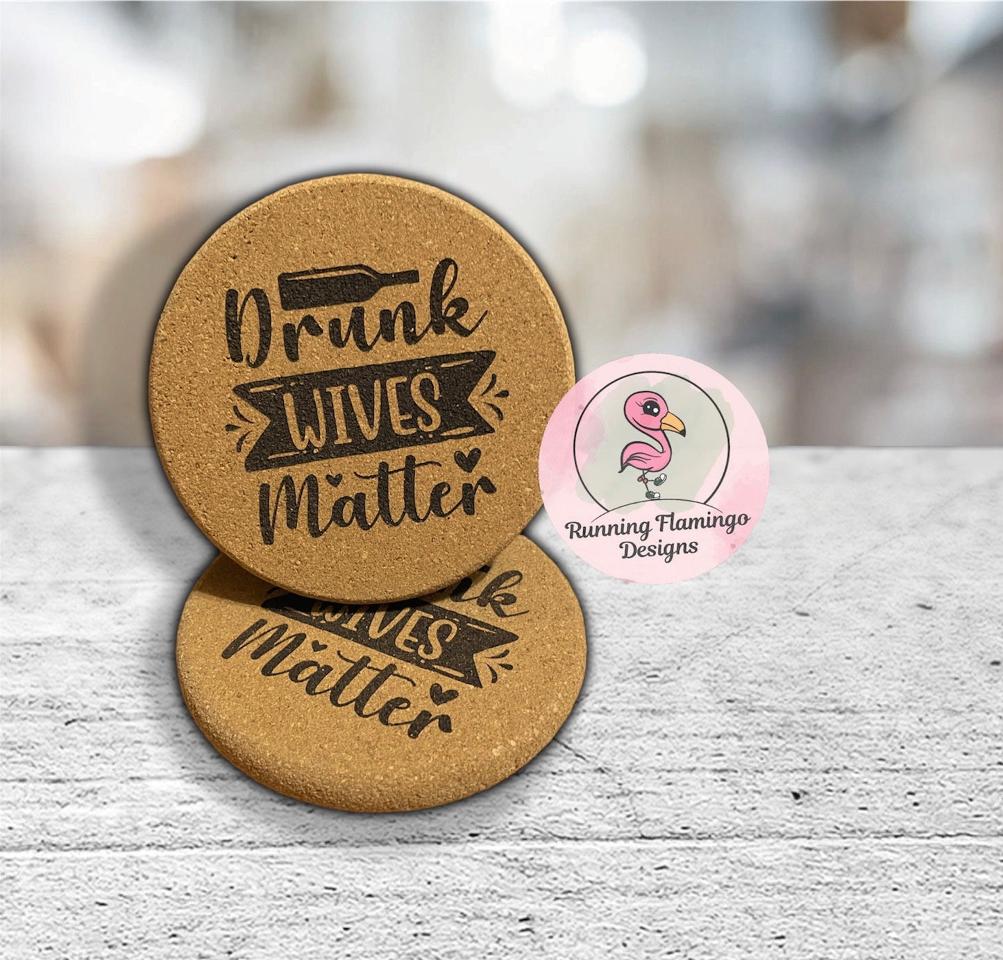 Engraved Coasters, cork coasters, gifts for couples, new home, home gift, drunk wives matter, funny decor, funny coasters, slate coasters