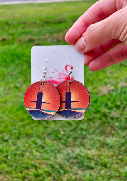 Submarine earrings, earrings, dangle earrings, submarine spouse, navy wife, gift for her, jewelry
